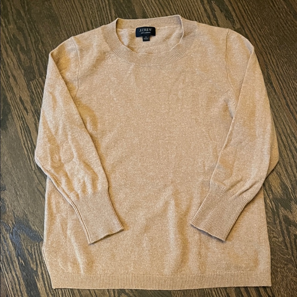 J. Crew Women’s Beige Cashmere Crewneck Sweater